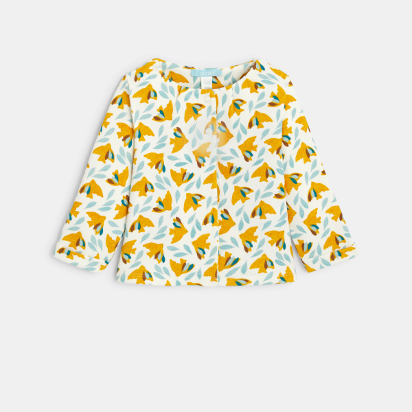 سترة صوفية على شكل طيور صفراء للفتيات الصغيرات